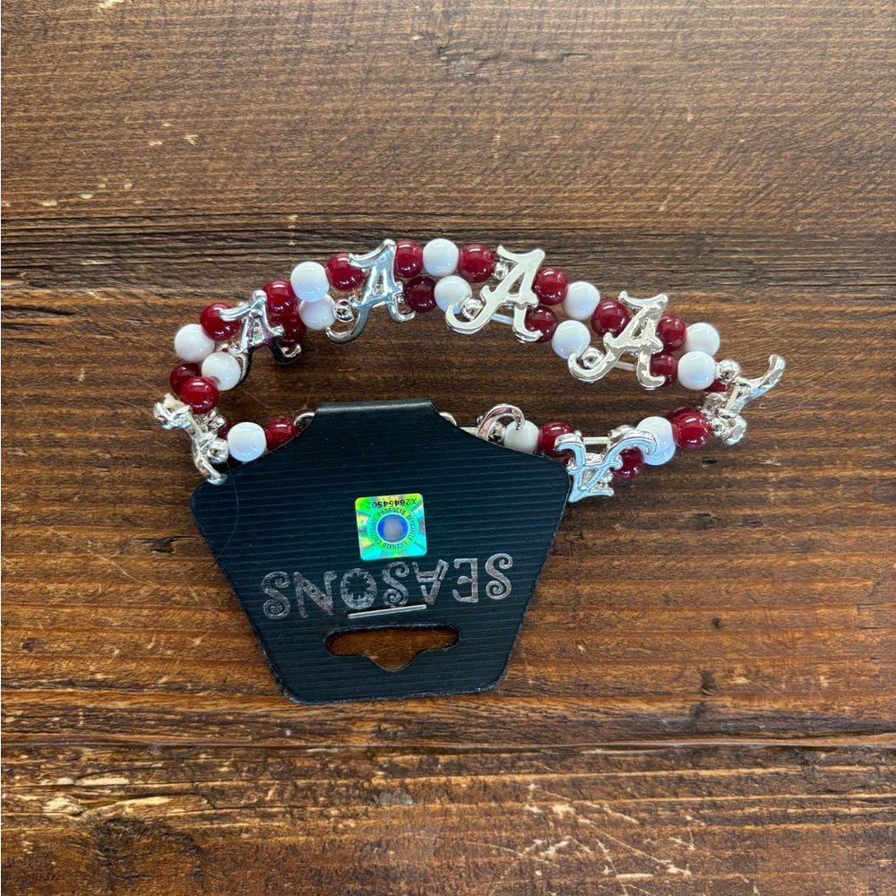 Alabama Crimson and White Beaded Bracelet NWT